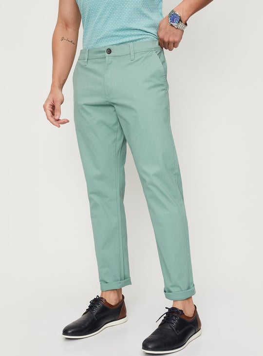 Men Solid Twill Weave Slim Fit Chino Trousers