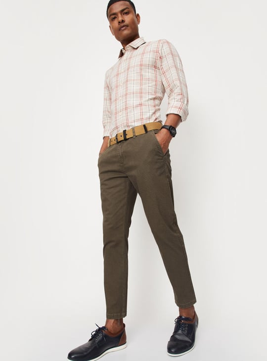 Men Printed Stretch Ankle-Length Chinos