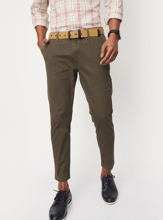 Men Printed Stretch Ankle-Length Chinos