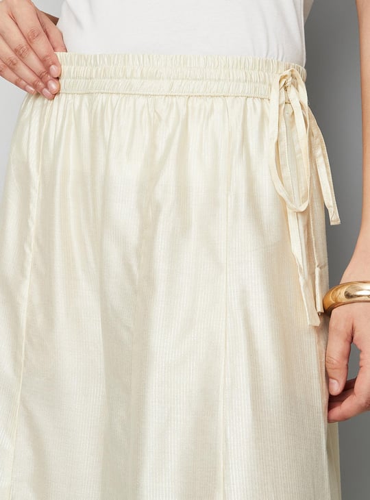 Women Solid Drawstring Flared Palazzos