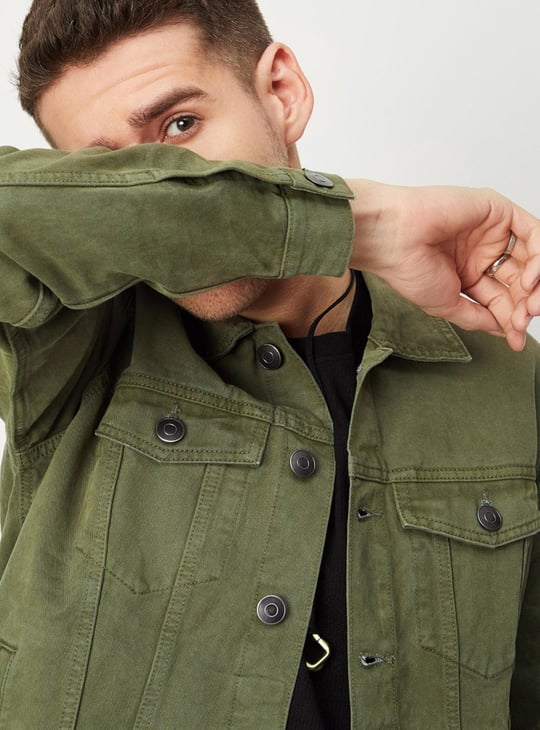 Men Solid Lightweight Denim Jacket