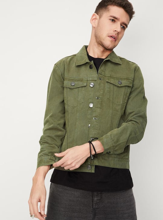 Men Solid Lightweight Denim Jacket