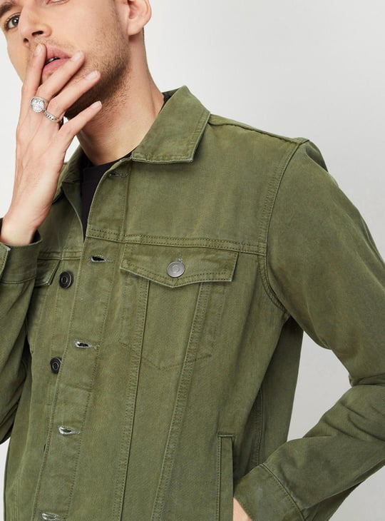 Men Solid Lightweight Denim Jacket