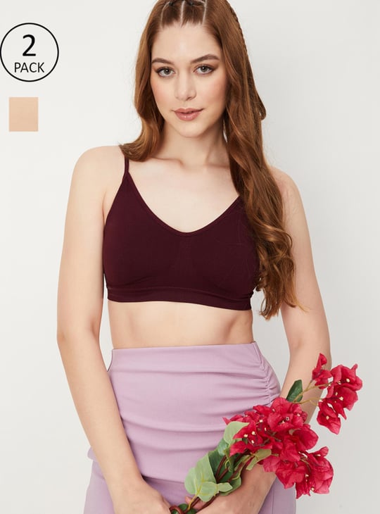 Women Rib Seamless Padded Slip Bra - Pack of 2