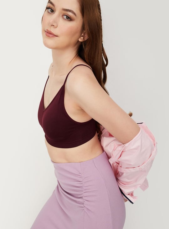 Women Rib Seamless Padded Slip Bra - Pack of 2