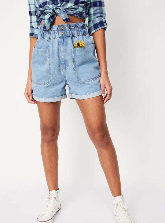 Women Washed Denim Shorts