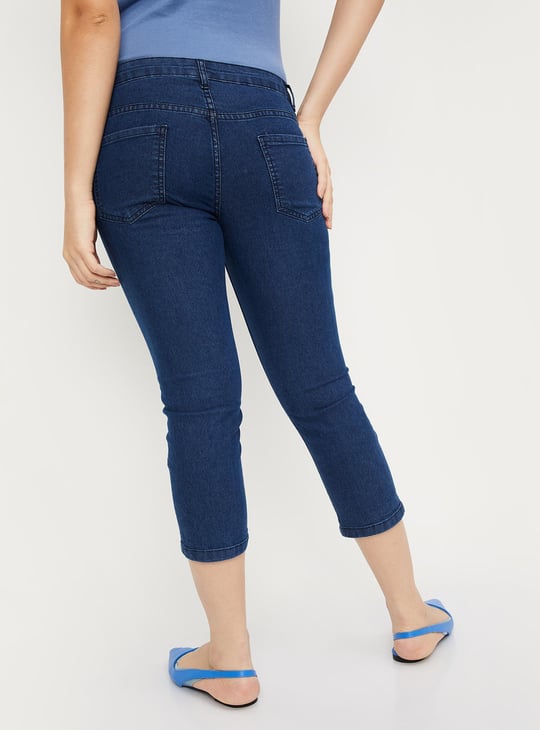Women Solid Denim Capris