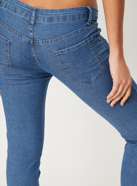 Women Solid Denim Capris