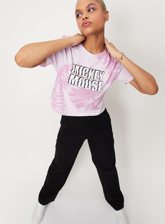 Women Disney Printed Round Neck Crop T-shirt