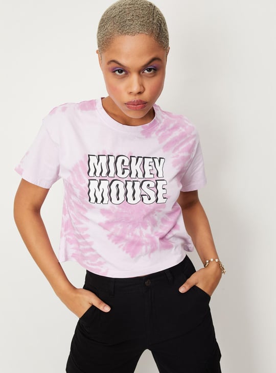 Women Disney Printed Round Neck Crop T-shirt