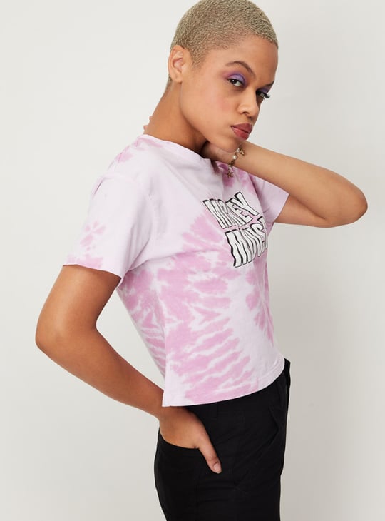 Women Disney Printed Round Neck Crop T-shirt