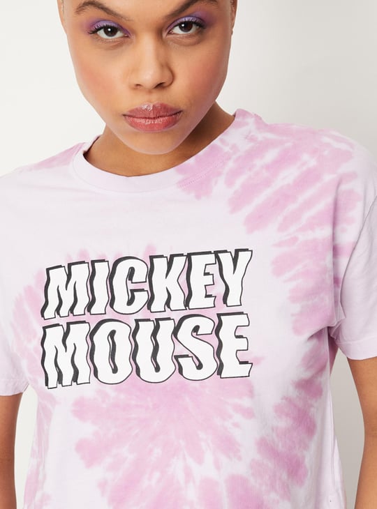 Women Disney Printed Round Neck Crop T-shirt