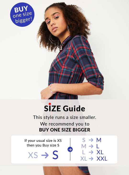 Women Checked Yarn Dyed Belted Tunic