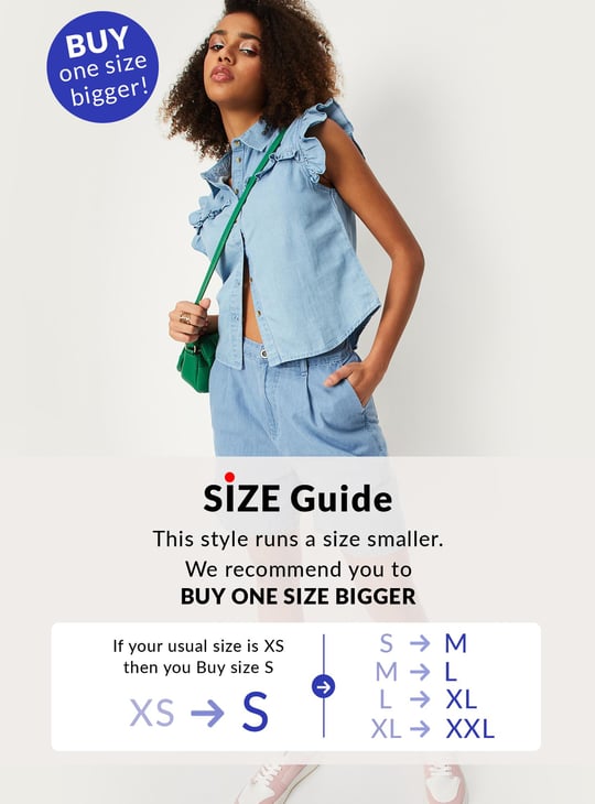 Women Ruffled Denim Shirt