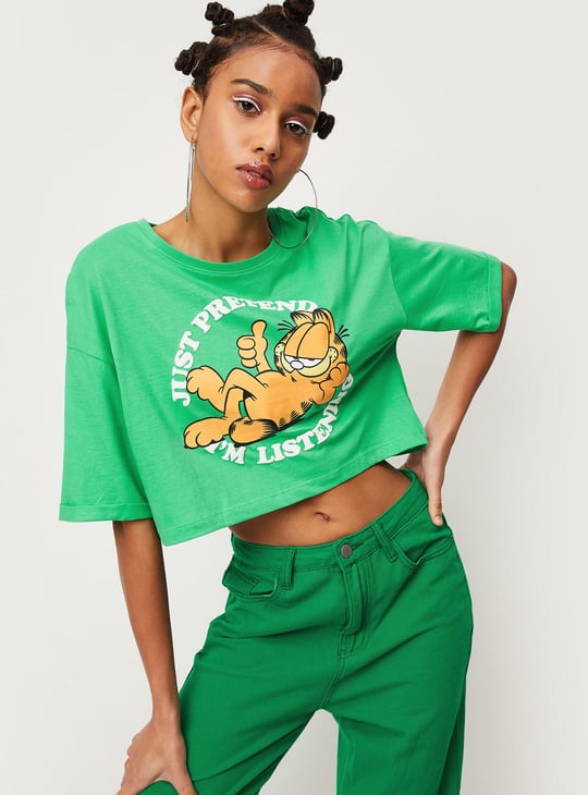 Women Garfield Printed Crop T-shirt
