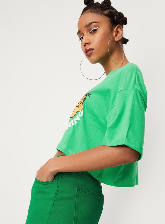 Women Garfield Printed Crop T-shirt