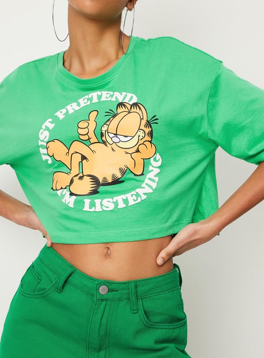Women Garfield Printed Crop T-shirt