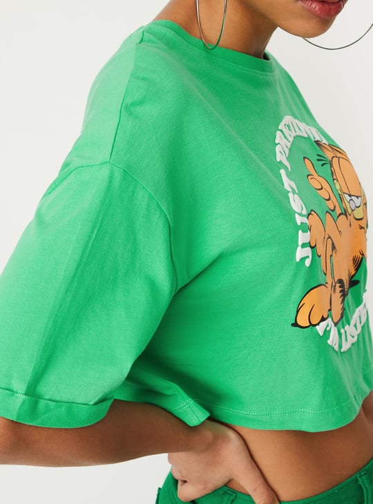 Women Garfield Printed Crop T-shirt
