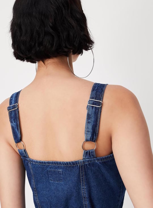 Women Solid Denim Shirt Dress