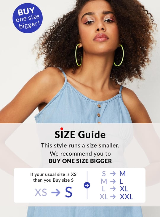 Women Solid Strappy Denim Dress