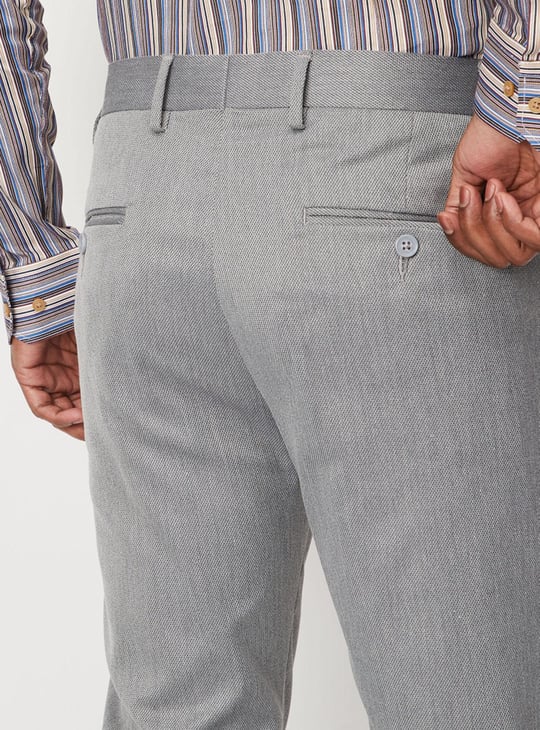Men Woven Carrot Fit Formal Trousers