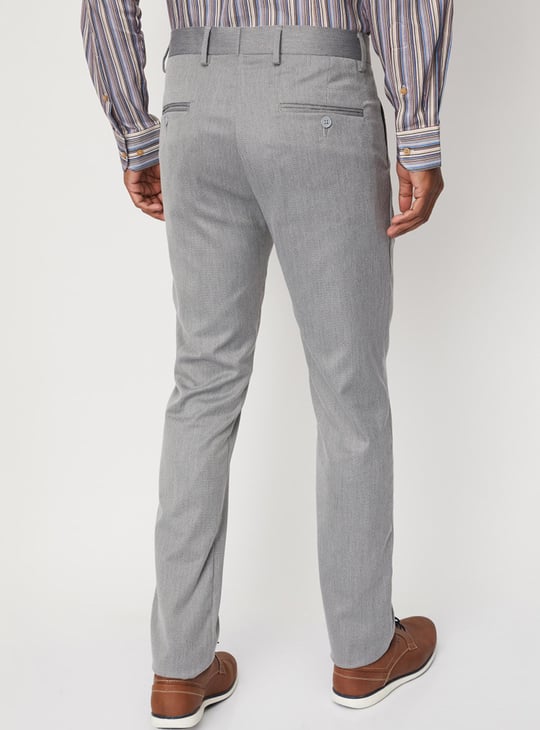 Men Woven Carrot Fit Formal Trousers