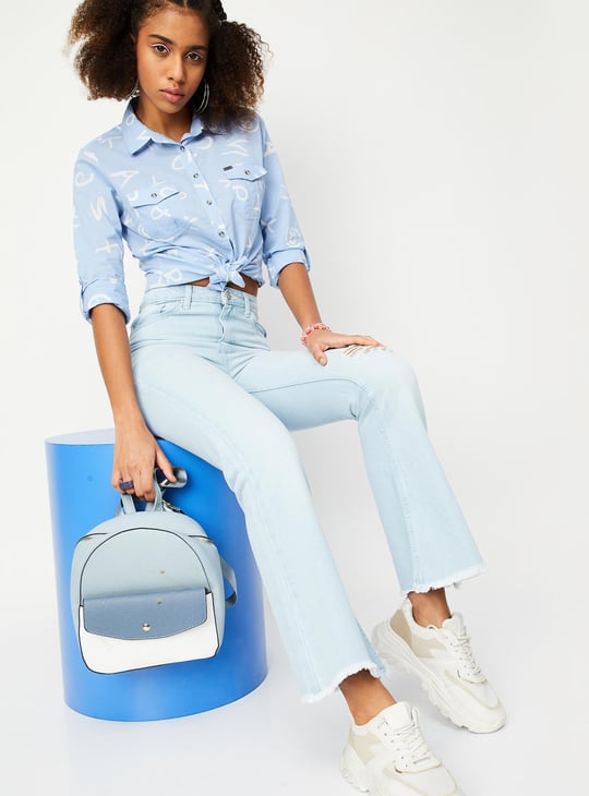 Women Ripped Flared Jeans