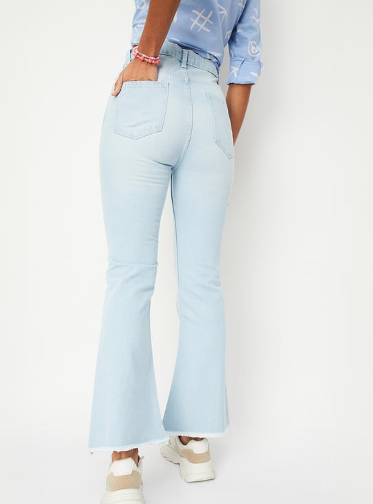 Women Ripped Flared Jeans
