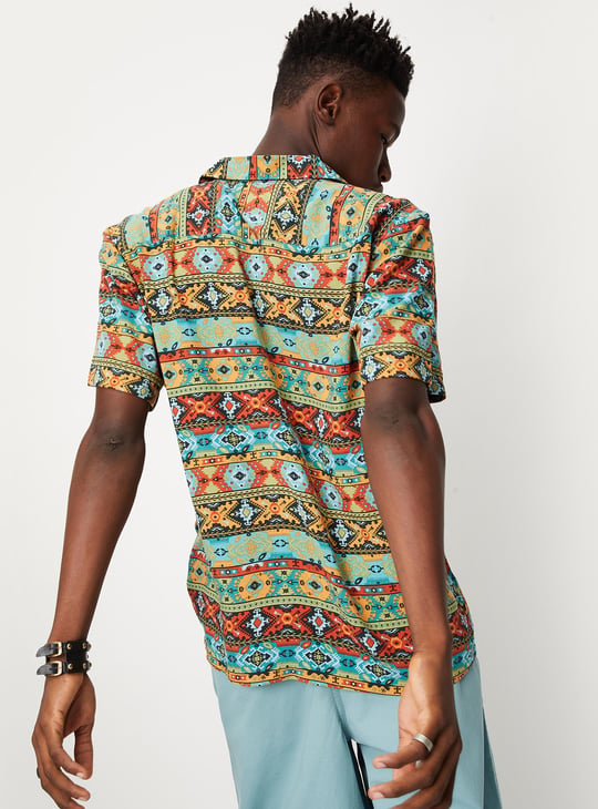 Men Printed Resort Collar Regular Fit Shirt