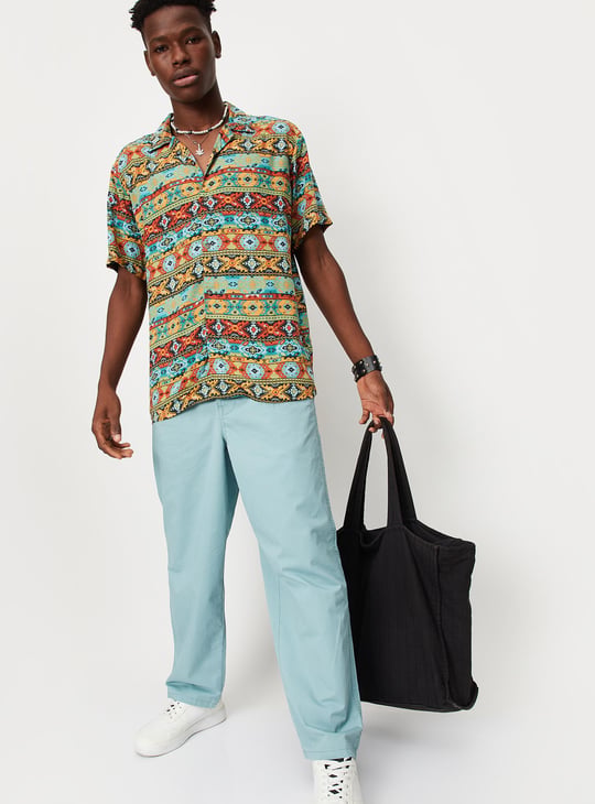 Men Printed Resort Collar Regular Fit Shirt