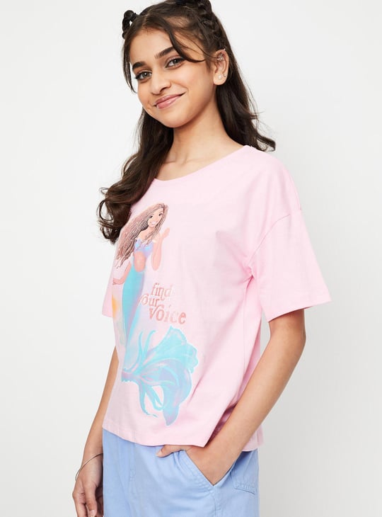 Girls Little Mermaid Printed Knit T-shirt