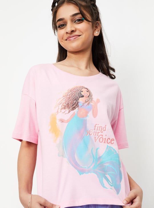 Girls Little Mermaid Printed Knit T-shirt