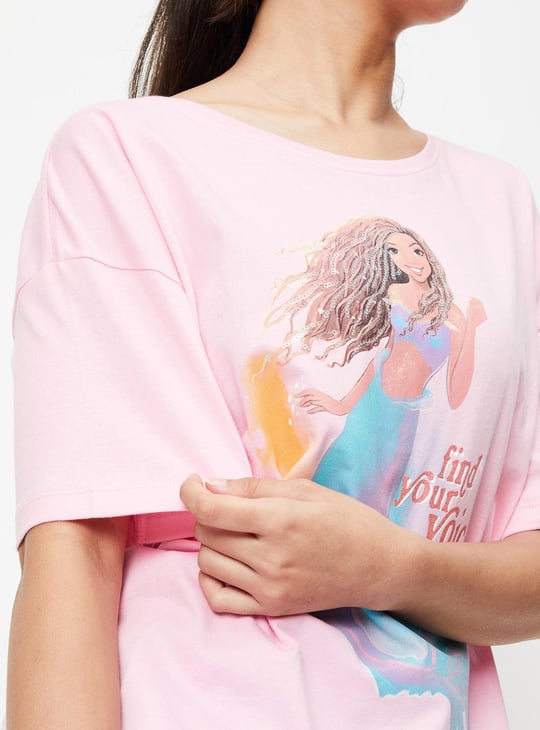 Girls Little Mermaid Printed Knit T-shirt