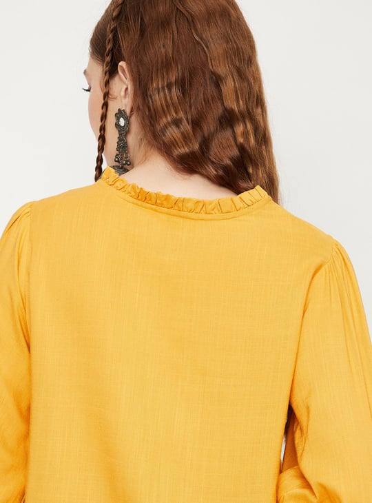 Women Placement Embroidery Button-Down Tunic