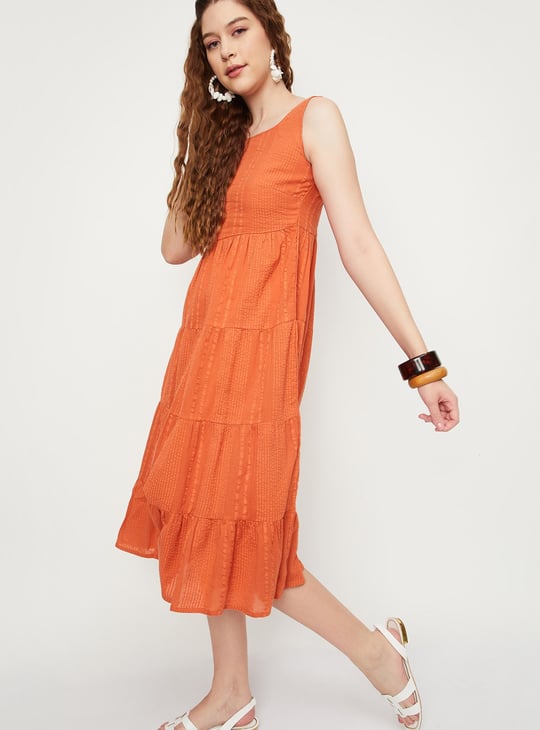 Women Smocked Tiered Midi Dress