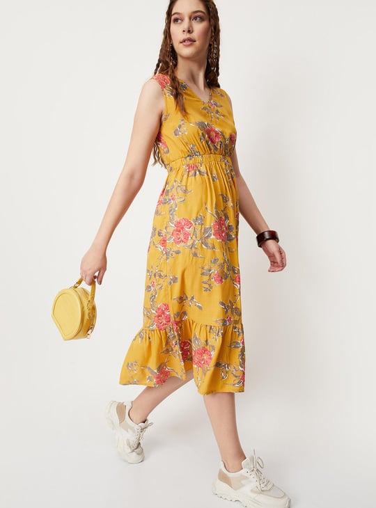 Women Floral Printed Elasticated Waist Dress