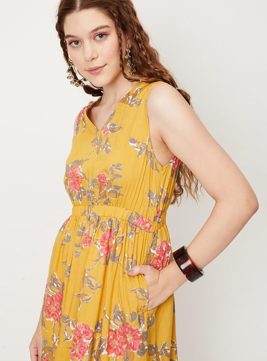 Women Floral Printed Elasticated Waist Dress