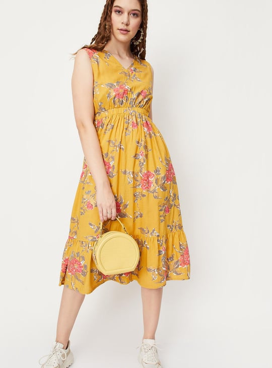 Women Floral Printed Elasticated Waist Dress