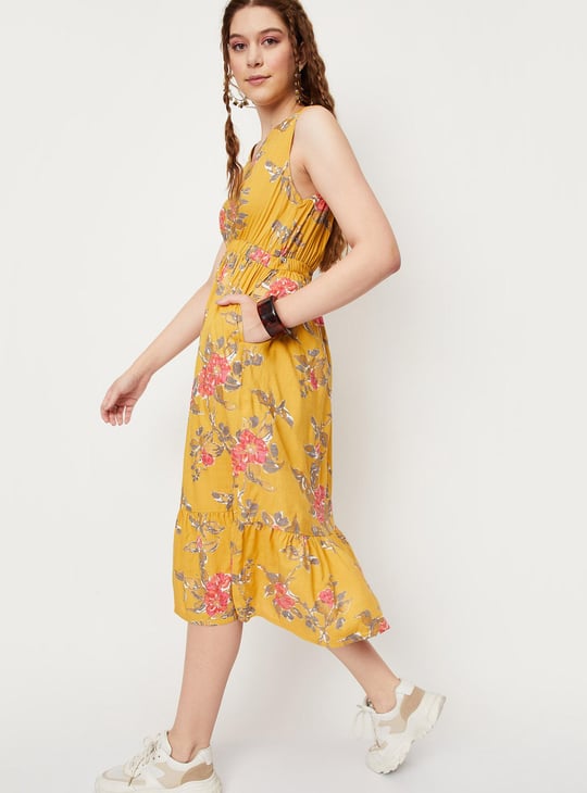 Women Floral Printed Elasticated Waist Dress