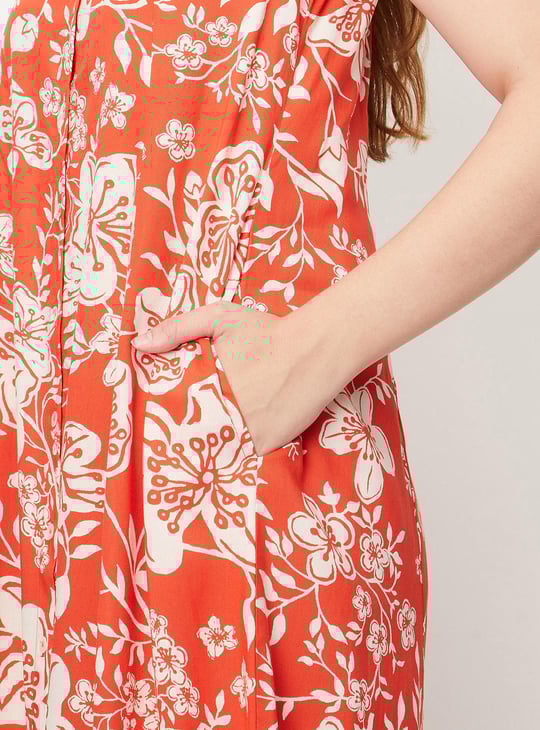 Women Printed Sleeveless Shirt Dress