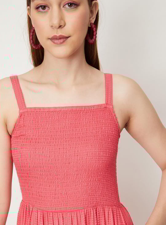 Women Smocked Tiered Midi Dress