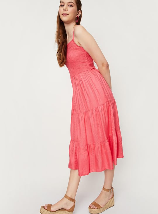 Women Smocked Tiered Midi Dress