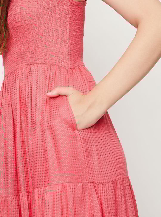 Women Smocked Tiered Midi Dress