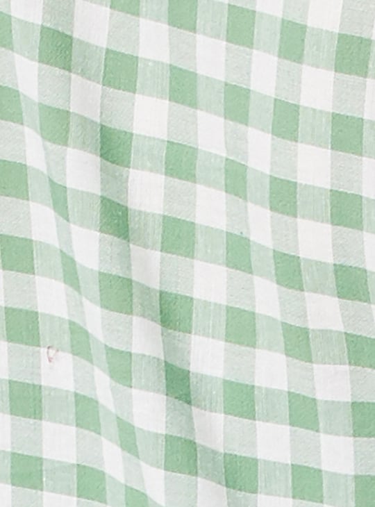 Women Checked Yarn Dyed Tiered Dress