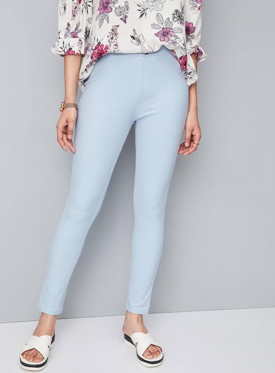 Women Solid Stretch Knit Jeggings