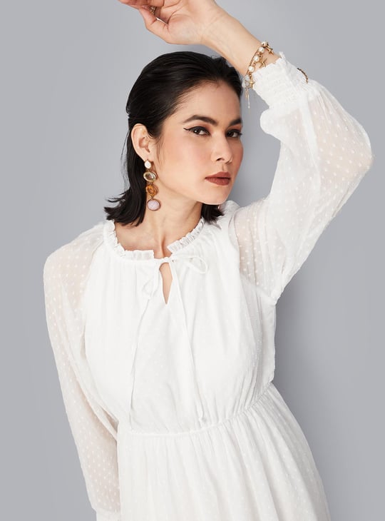 Women Dobby Woven Flared Dress