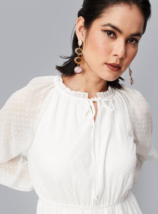 Women Dobby Woven Flared Dress