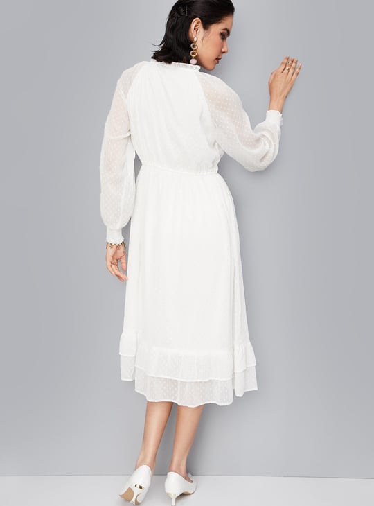 Women Dobby Woven Flared Dress