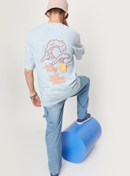 Men Acid Wash Oversized Graphic T-shirt