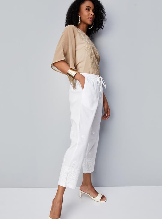Women Chikankari Straight Pants